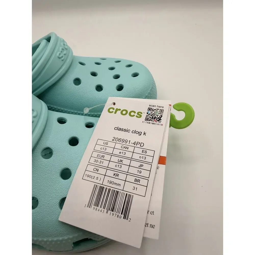 Crocs Kids Classic Clog Size C13 EU 31 Retro Teal NWT